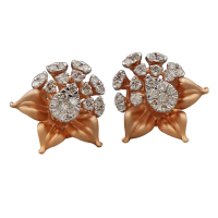 14Cts Seal Solid Gold Stud Earrings 1.6cm Size 5.52g Elegant Groom Gift